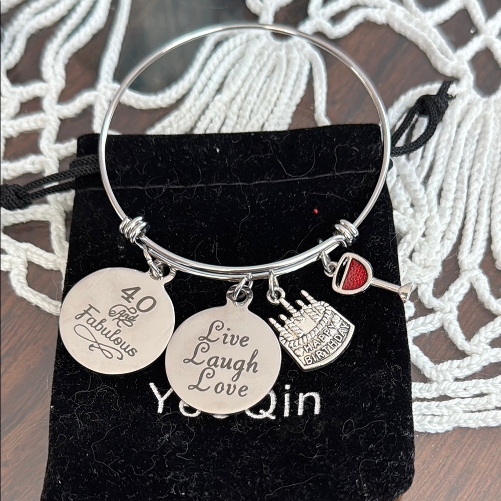 40th Charm Bangle Bracelet
